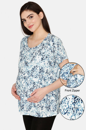 Buy Coucou Maternity Woven Loungewear Top With Discreet Feeding - Sailor Blue